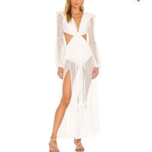 Patbo Cut Out Long Sleeve Beach Dress XS White
